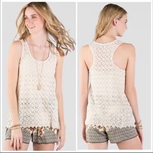 Francesca’s Alya crochet see thru Racerback sleeveless top size medium